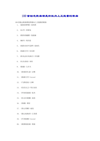 100首励志歌曲都是积极向上正能量的歌曲