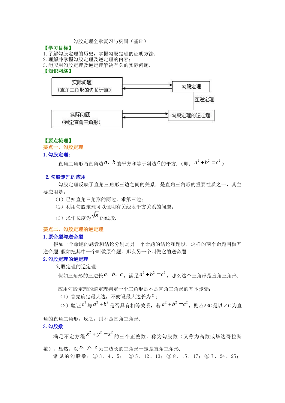 13勾股定理全章复习与巩固知识讲解_第1页