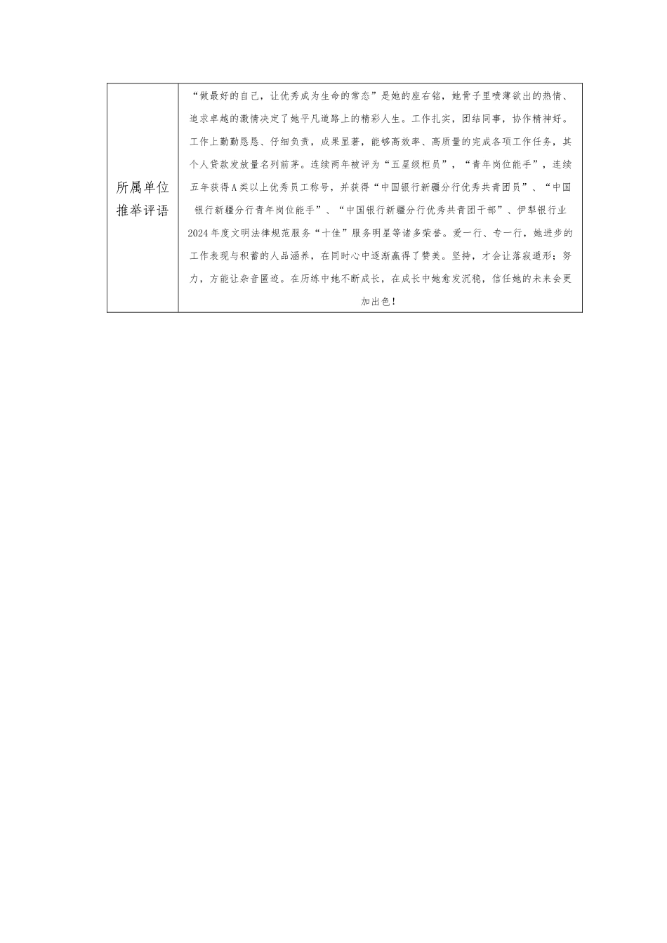 1全行“最美一线青年员工”推荐表—郑路路_第2页