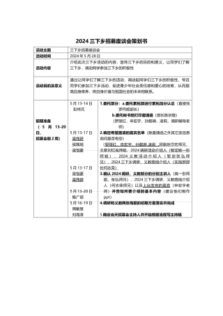 2024三下乡招募座谈会策划书正式版