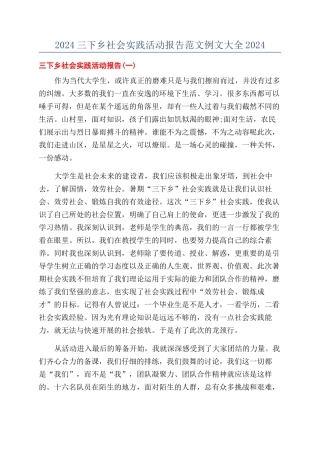 2024三下乡社会实践活动报告范文例文大全2024