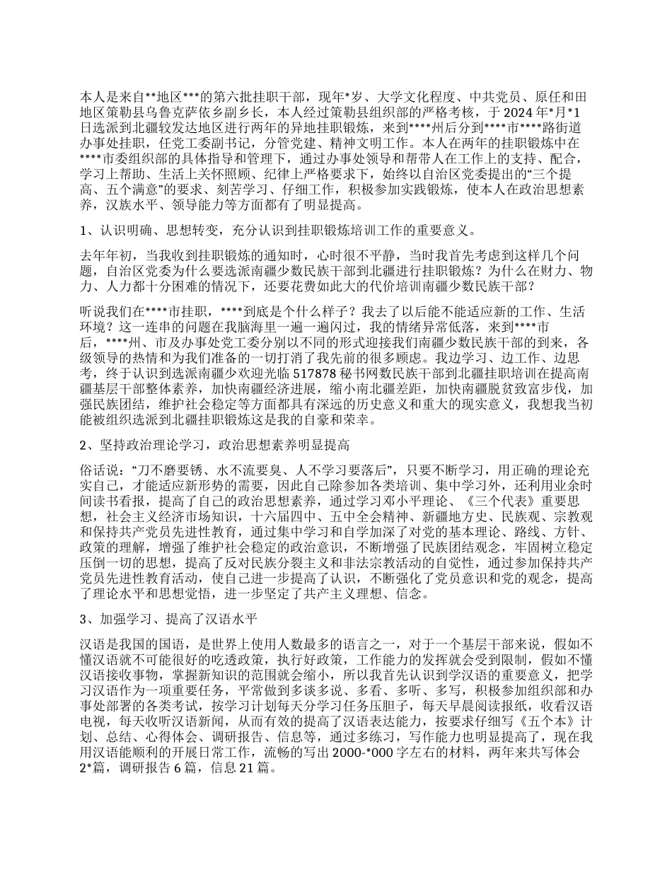 2024上半年街道办挂职干部工作总结_第1页