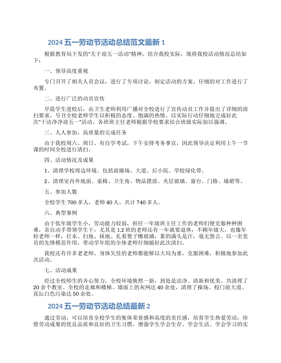 2024五一劳动节活动总结范文材料五篇模板_第1页