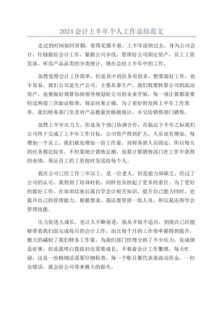 2024会计上半年个人工作总结范文