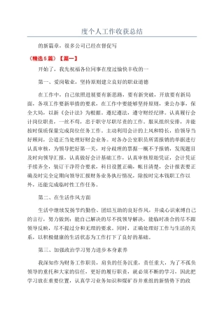 2024会计年度个人工作收获总结