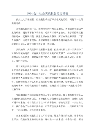 2024会计社会实践报告范文模板