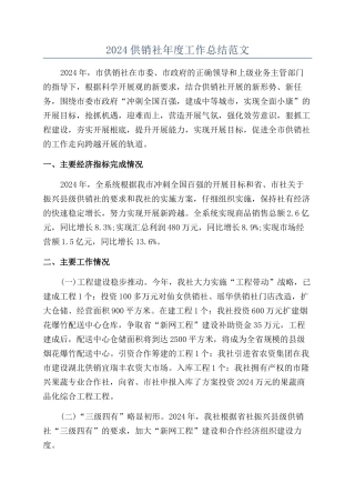 2024供销社年度工作总结范文