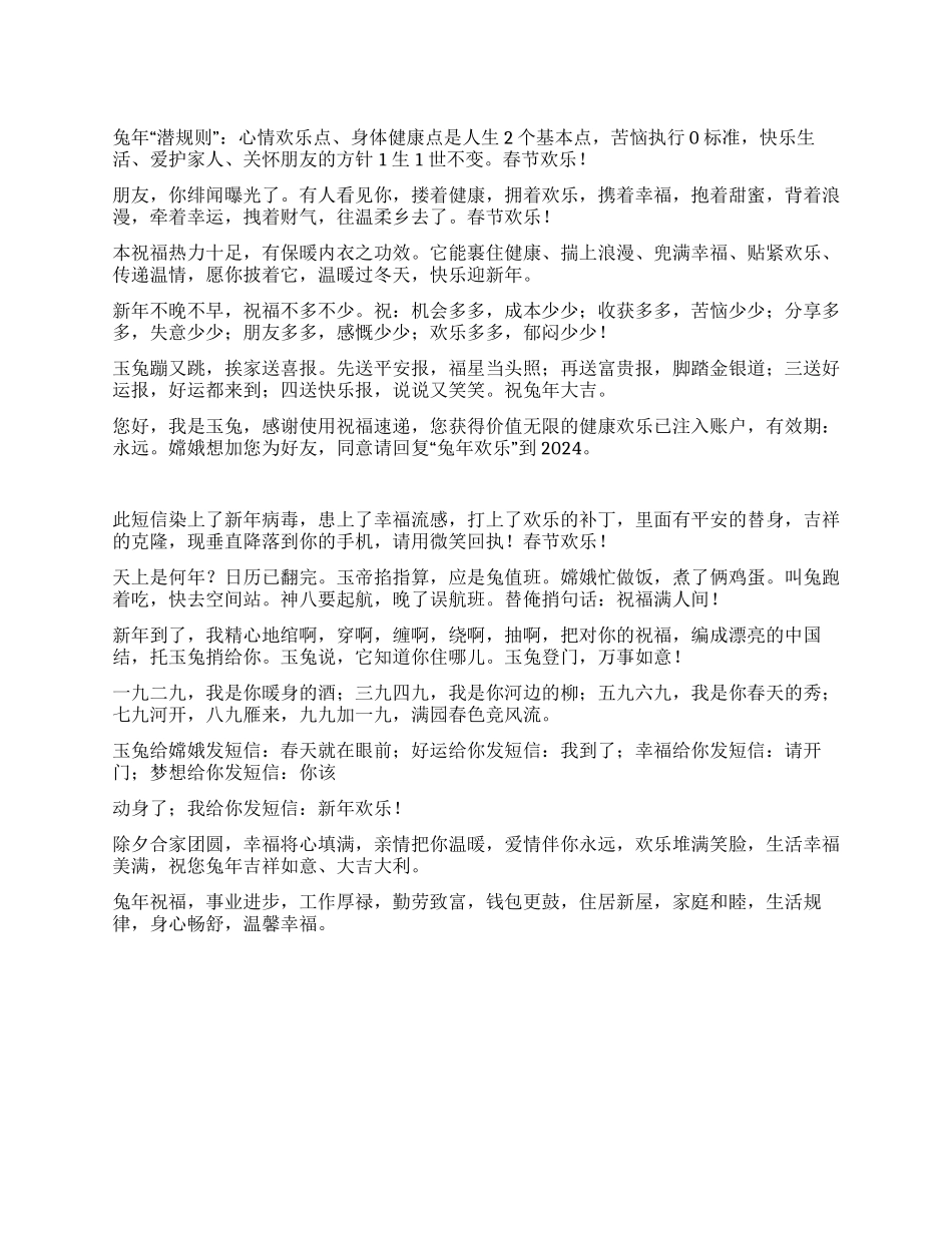 2024兔年拜年精品短信之幽默篇_第1页