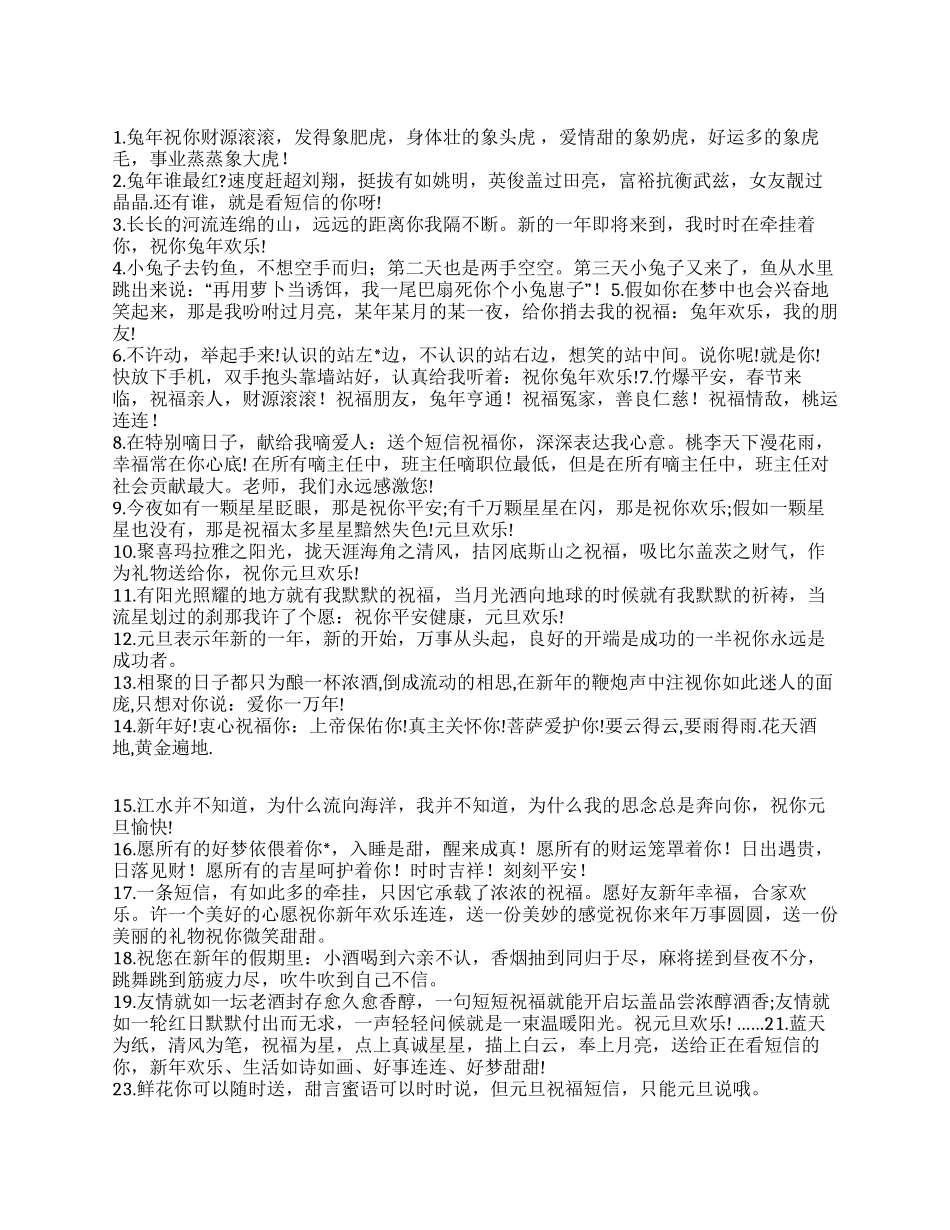 2024兔年春节祝福短信大全_第1页