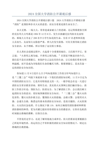 2024全国大学消防公开课观后感