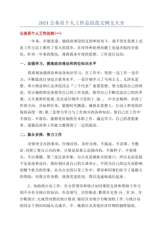 2024公务员个人工作总结范文例文大全