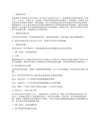 2024关于小学生零花钱调查报告