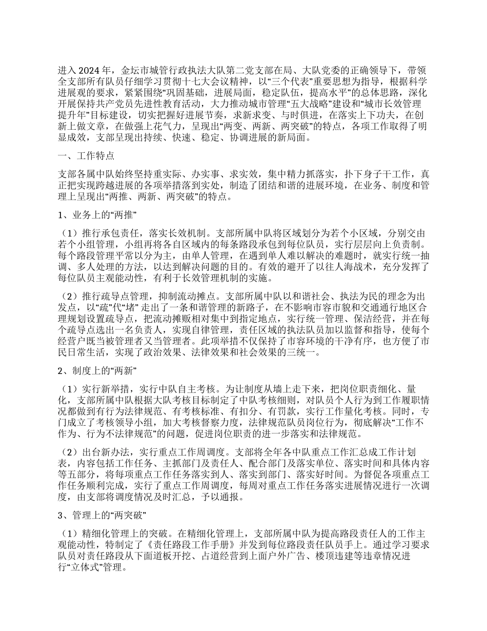 2024前半年城管支部工作总结_第1页