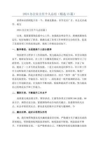 2024办公室主任个人总结