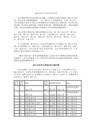 2024北京市大学综合实力排行榜