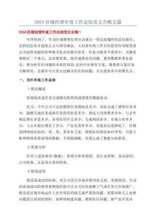 2024区域经理年度工作总结范文合辑五篇
