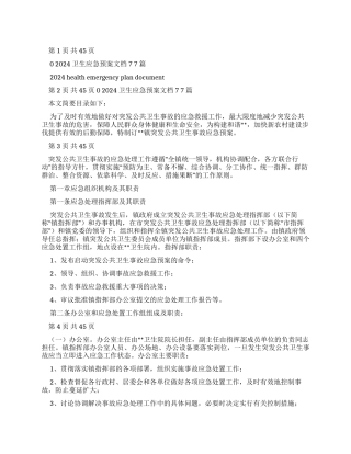 2024卫生应急预案文档