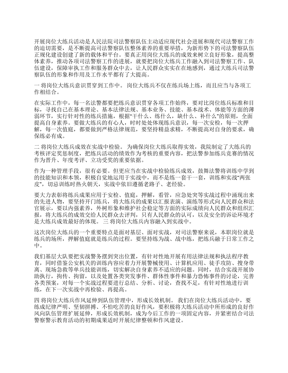 2024司法警察岗位大练兵活动总结_第1页