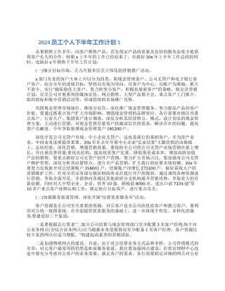 2024员工个人下半年的详细工作计划材料5篇