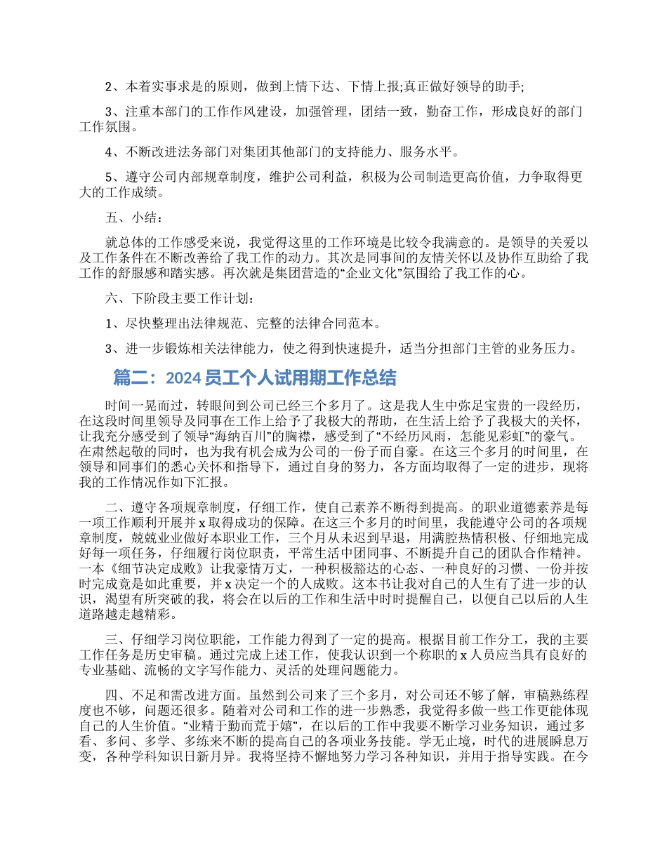 2024员工个人试用期工作总结5篇_第2页