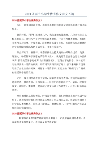 2024圣诞节小学生优秀作文范文五篇