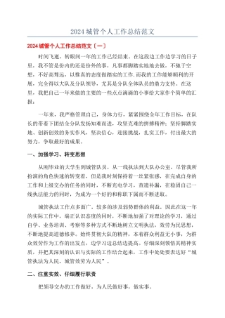 2024城管个人工作总结范文