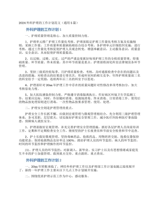 2024外科护理的工作计划范文