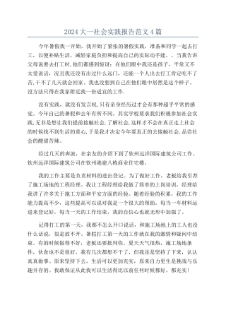 2024大一社会实践报告范文4篇