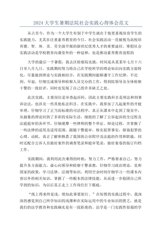 2024大学生暑期法院社会实践心得体会范文