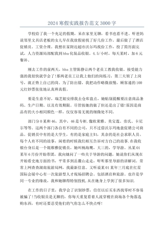 2024寒假实践报告范文3000字