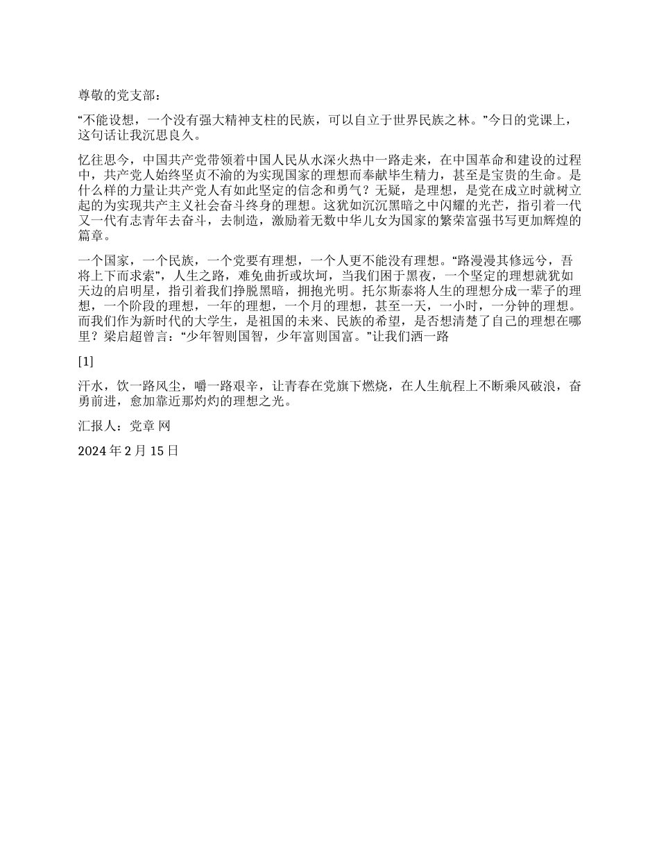 2024年2月思想汇报理想之光_第1页