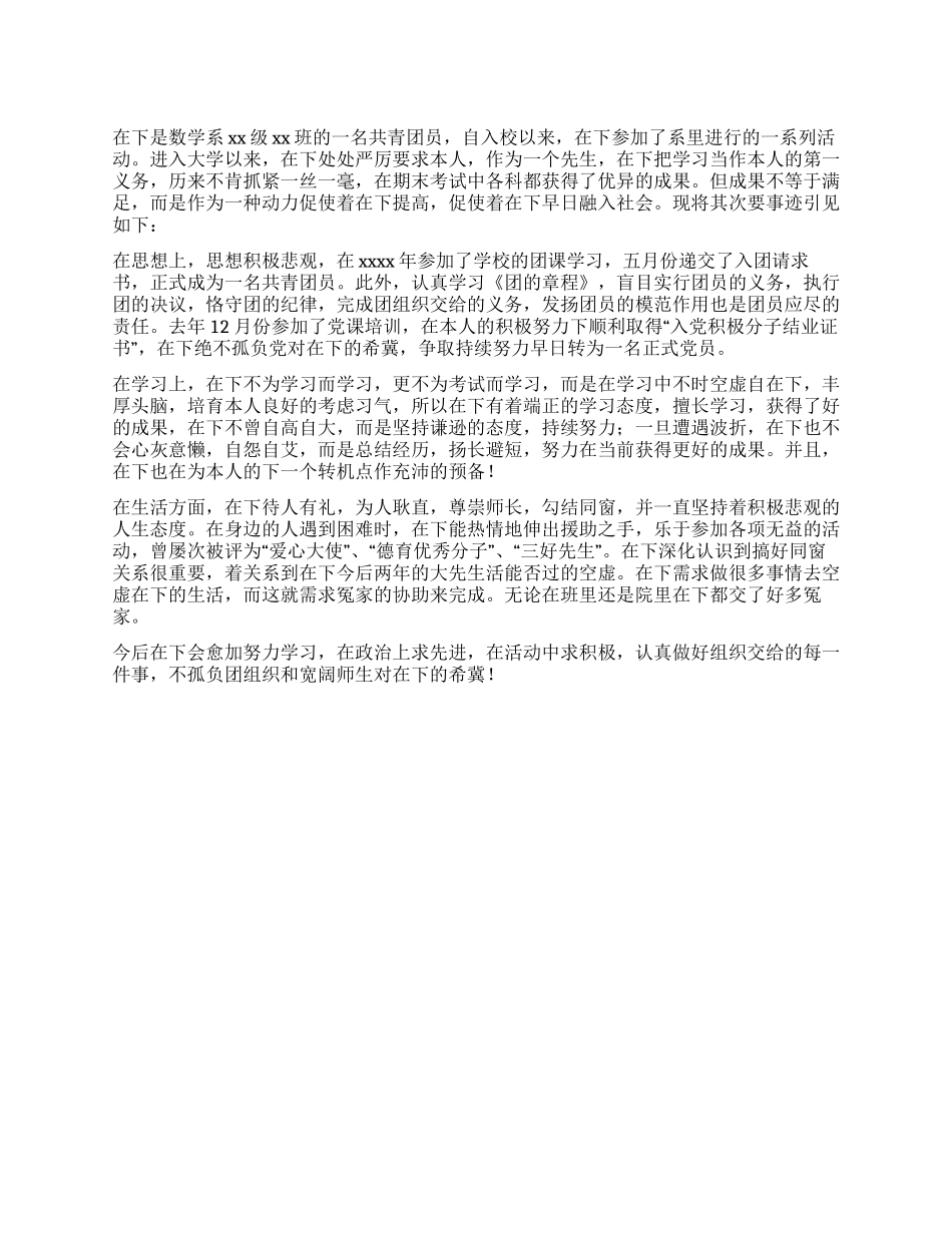 2024年4月思想汇报团员月底工作总结_第1页