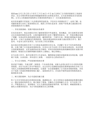 2024年4月新员工试用期工作总结范文