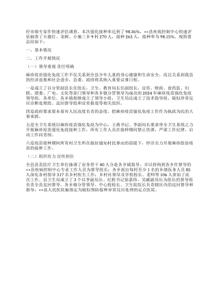 2024年9月麻疹疫苗强化免疫活动工作总结