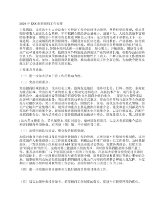 2024年XXX市招商局工作安排