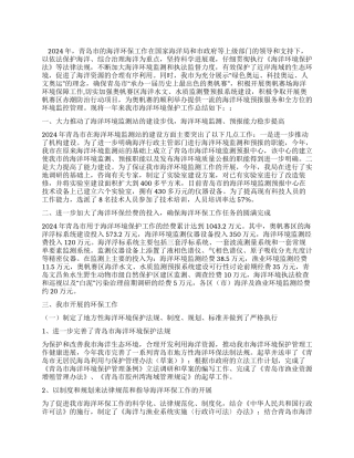 2024年×市海洋环保工作报告