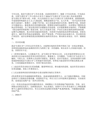 2024年“扫黄打非工作总结及2024年工作要点