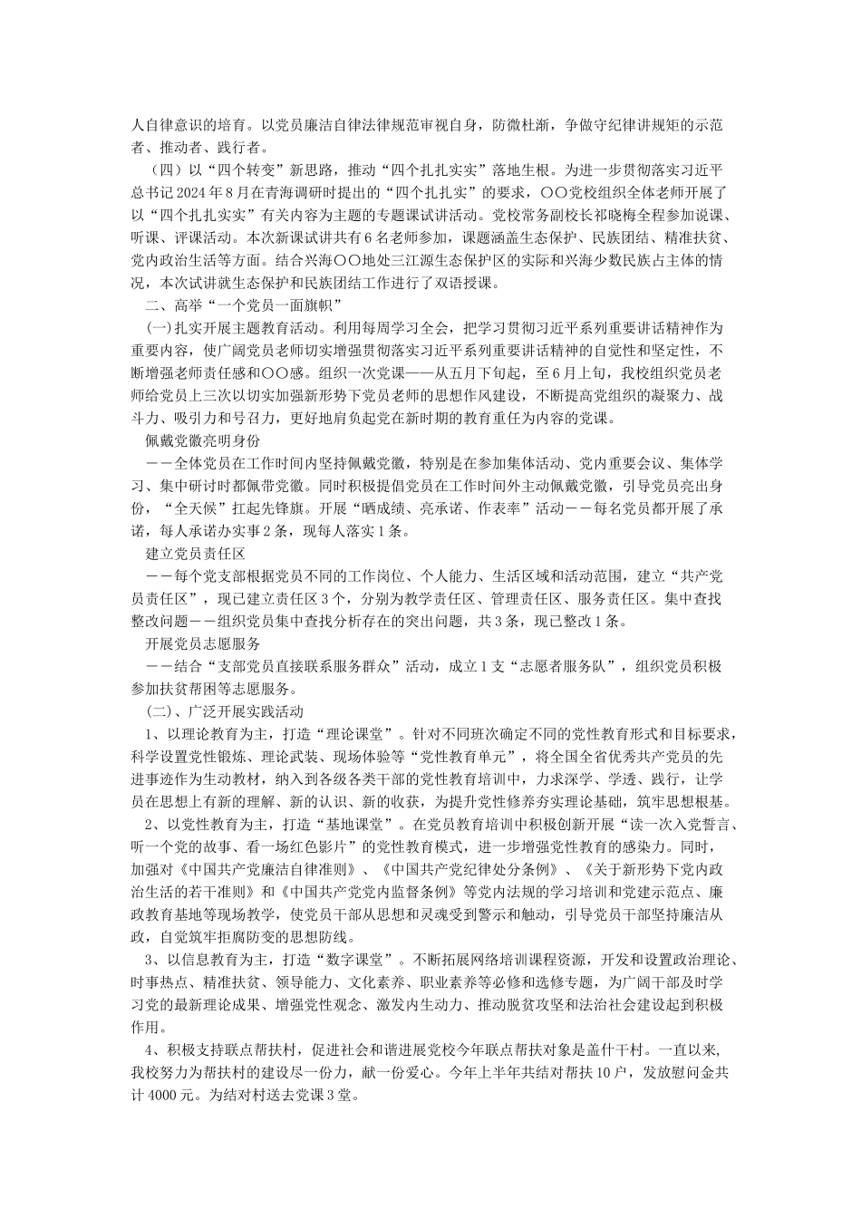 2024年上半年党建工作总结及党建工作自查报告_第2页