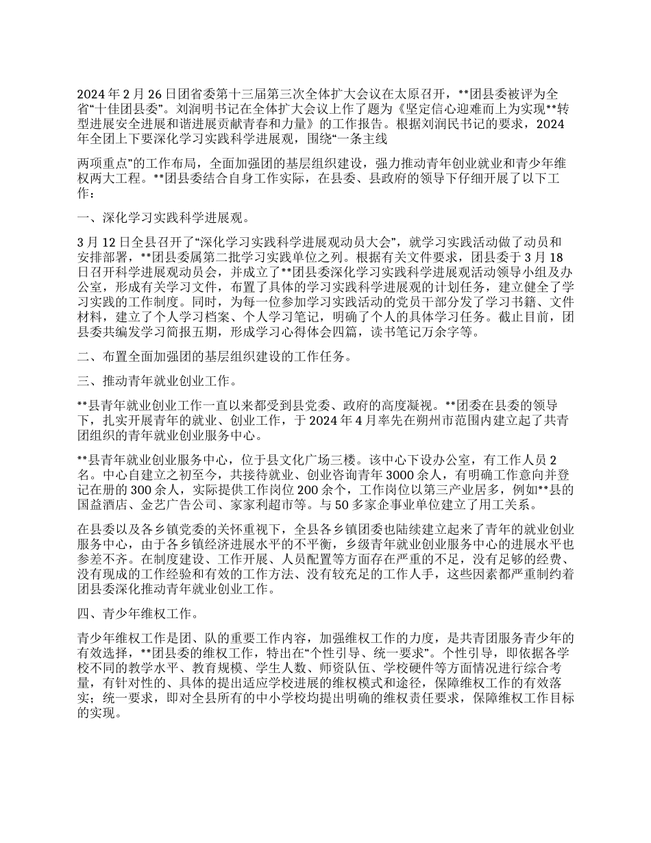 2024年上半年共青团委工作要点总结_第1页