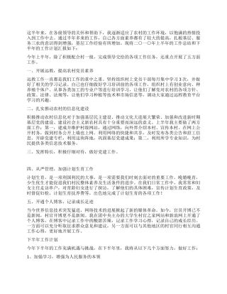 2024年上半年农村工作总结及下半年工作计划