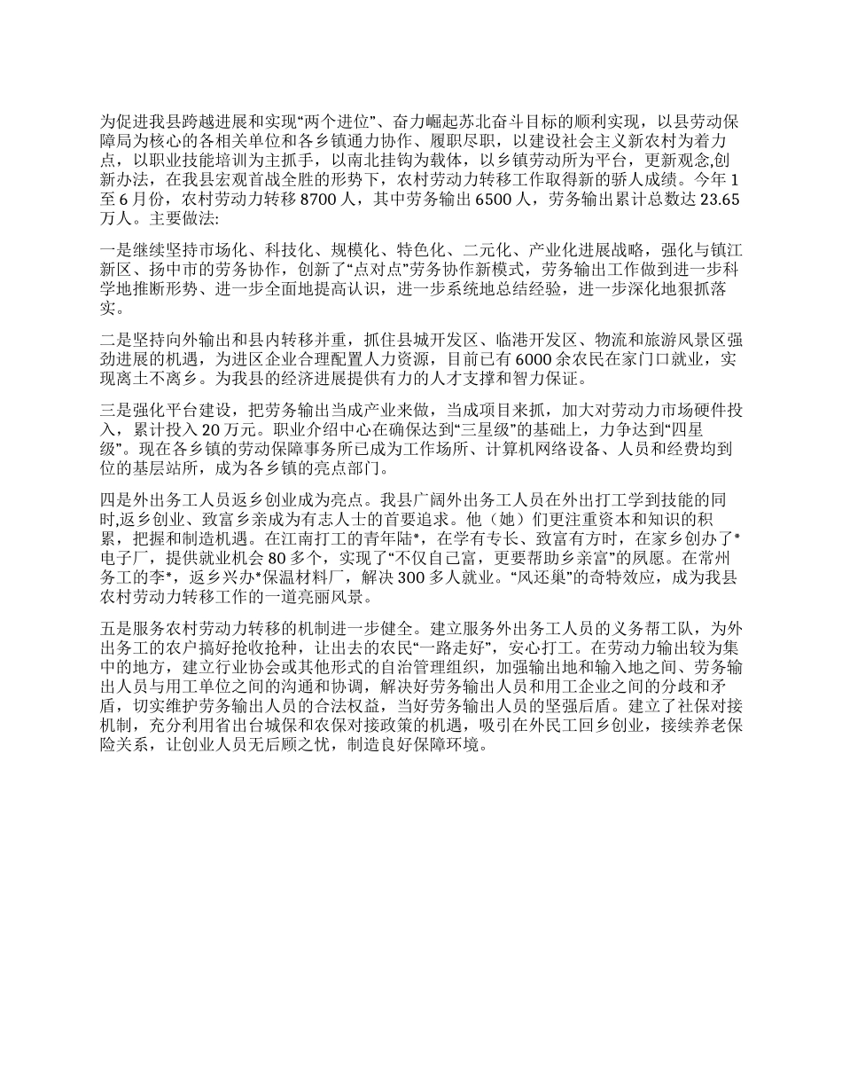 2024年上半年劳务输出工作总结_第1页