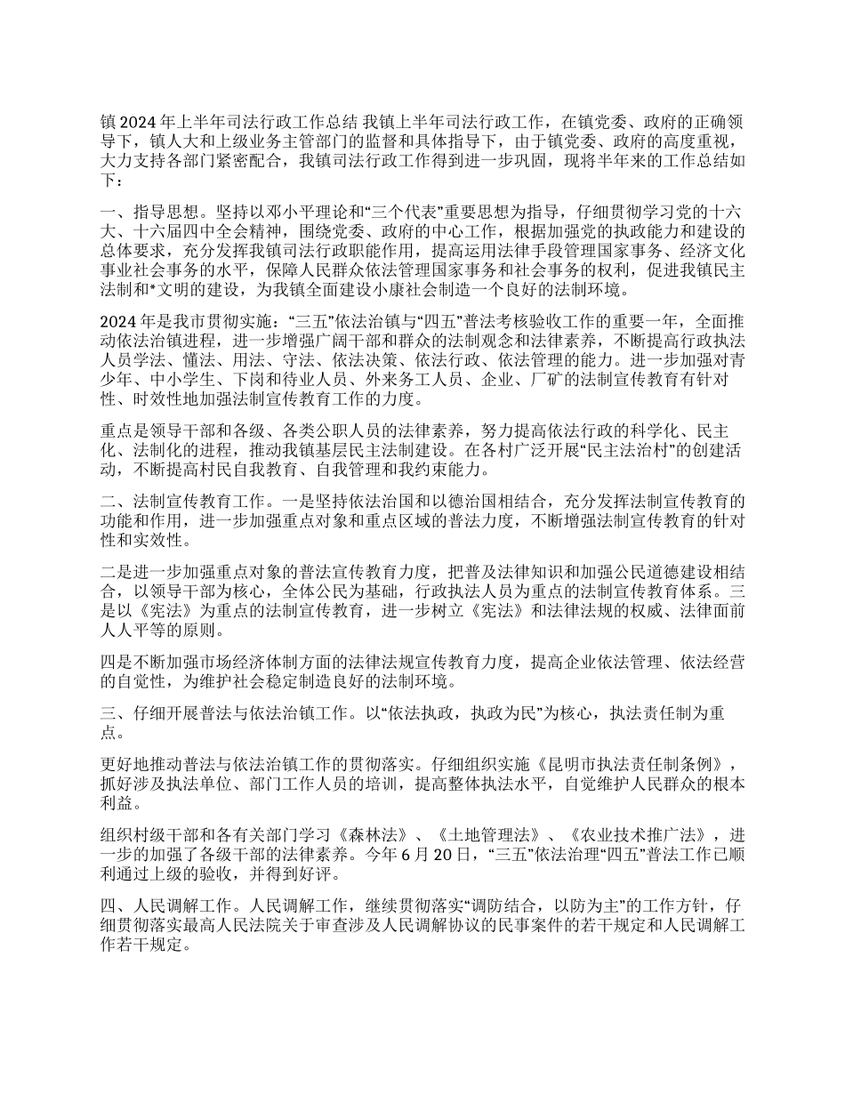 2024年上半年司法行政工作总结_第1页