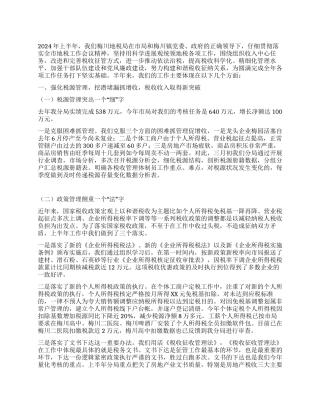 2024年上半年地税局工作总结