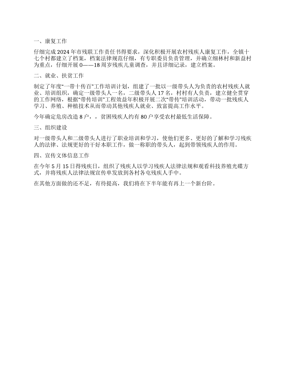 2024年上半年市残联工作总结_第1页