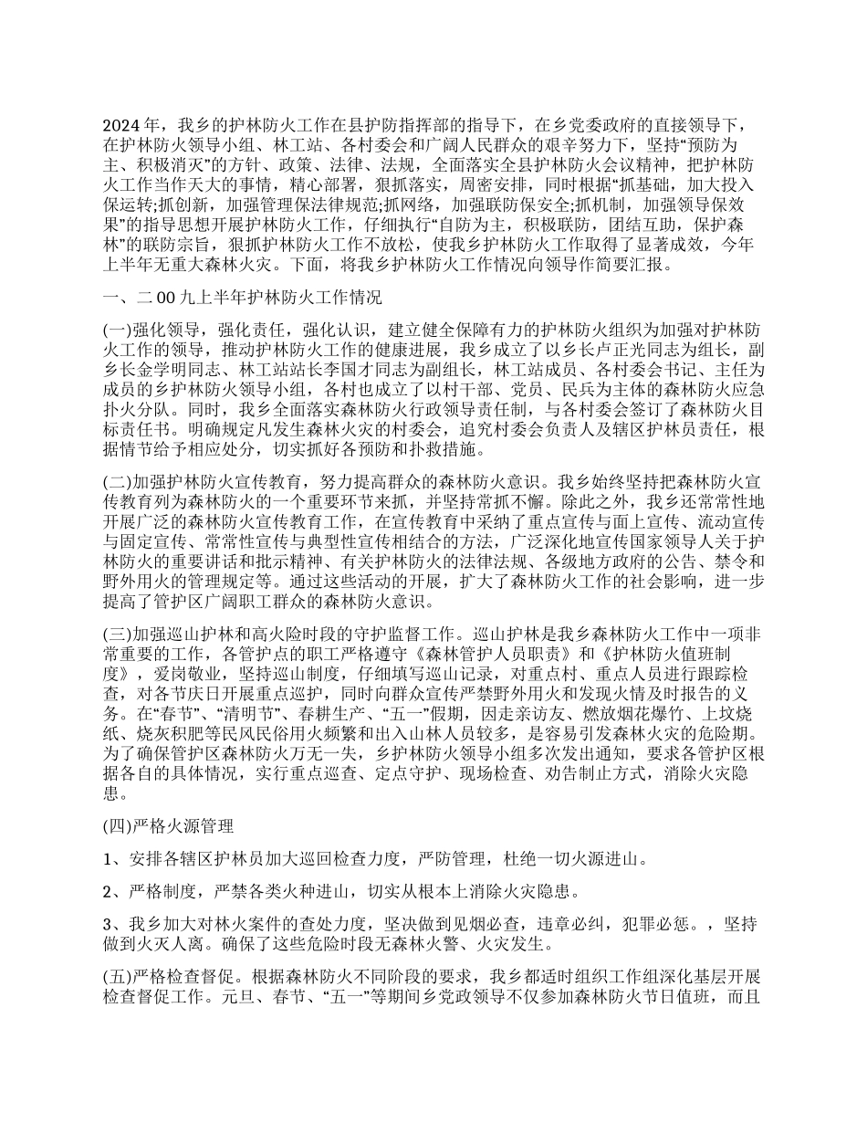 2024年上半年护林防护工作总结及下半年工作计划_第1页