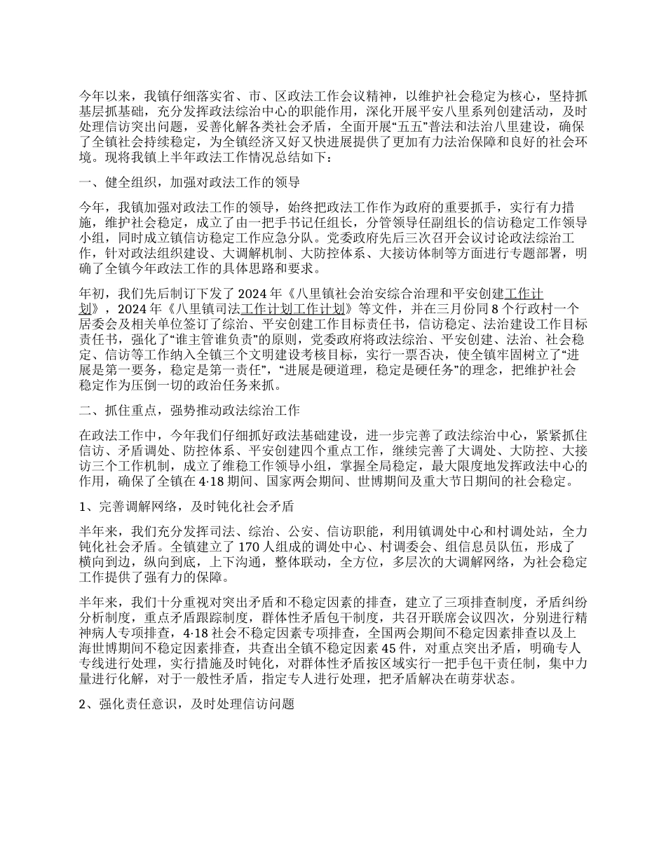 2024年上半年政法工作总结_第1页