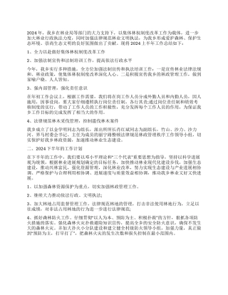 2024年上半年林政管理工作总结及下半年工作计划
