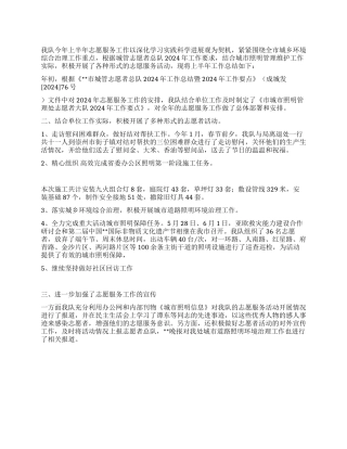 2024年上半年照明处志愿队伍工作总结