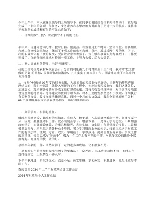 2024年上半年财政所会计工作总结