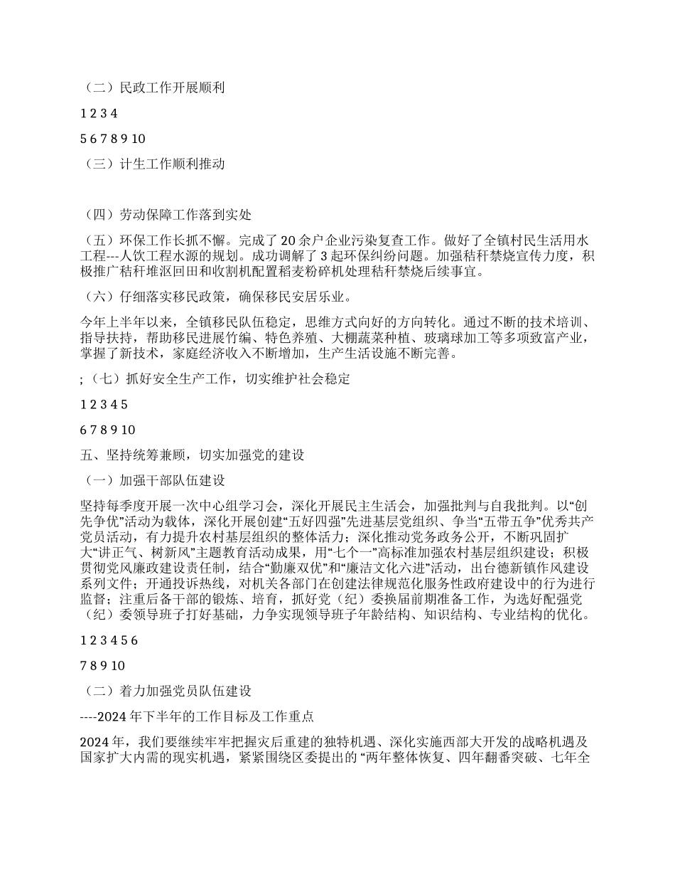 2024年上半年镇工作总结和下半年工作计划_第3页
